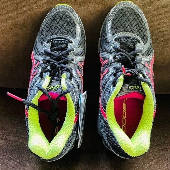 Asics Gel GT 2000 Running Trail Walking Women Shoe Sz 7 T2N6N Black Pink Lime - Picture 7 of 9